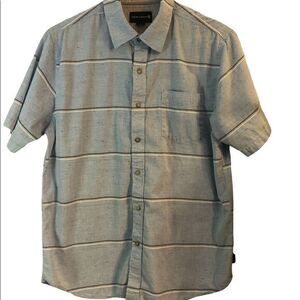 Ocean Current mens shirt Size L button front collared short‎ sleeve pocket blue